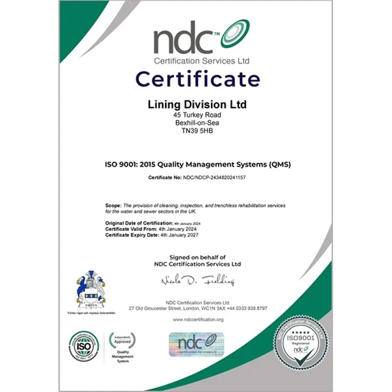 Lining Division Ltd. Receives ISO 9001:2015 Certification For Quality Management
